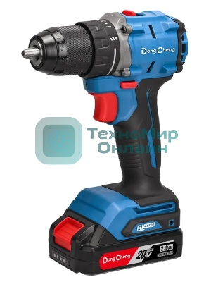Дрель-шуруповерт DongCheng DCJZ2060, 20 В, 2 Ач, 60 Нм, бесщеточный