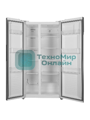Холодильник Hyundai CS5003F белое стекло двухкамерный 331/165л морозилка сбоку, No Frost, Side by Side