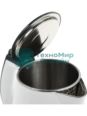 Чайник электрический Centek CT-0025 белый, металл 1.8 л, 2000 Вт, двойные стенки, кнопка вк л, на ручке