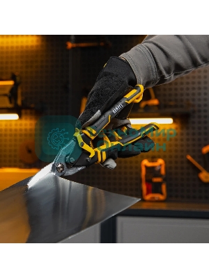 Ножницы по металлу Denzel, 270мм, прямой рез,сталь-CrMo, трехкомп.рук-ки