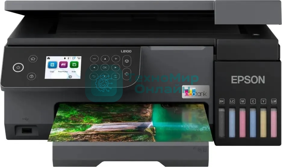 МФУ струйное Epson EcoTank L8100 (C11CK94***), A4, цветной, печ. до 8 стр/мин., 5760 x 1440 dpi (печ.), 1200x4800dpi (скан.), USB, Wi-Fi