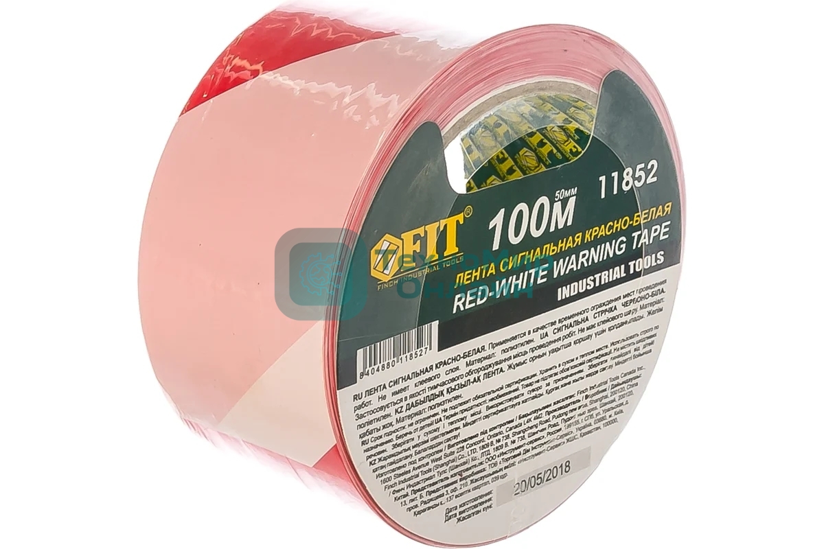 Лента сигнальная FIT IT 11852 красно-белая, 50x100 м