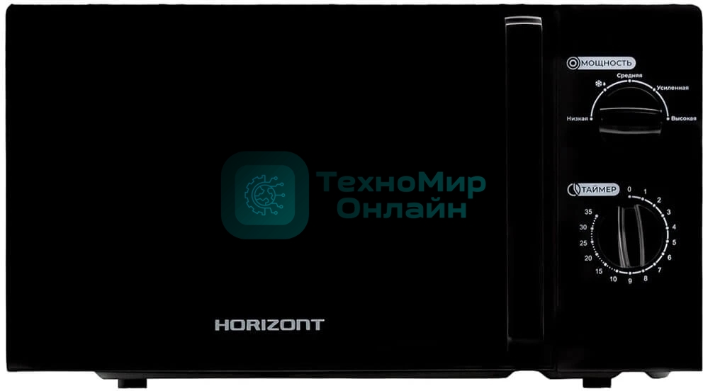Микроволновая печь Horizont HSM201B черный чароит, 20 л, 700 Вт, переключатели - поворотный механизм