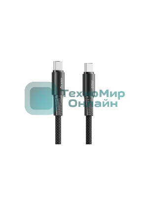 Кабель OLMIO MASTER, Type-C - Type-C, 60W 3A, 1.2м, тканевая оплетка, черный