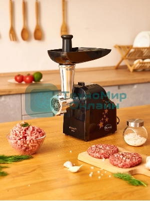 Мясорубка электрическая Scarlett SC-MG45M30 черный, 1800 Вт, 2.0 кг/мин, реверс, защита от перегрузки, насадки - 4