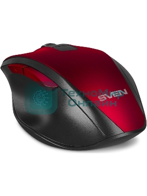 Мышь беспроводная SVEN RX-525SW красная (бесшумн. кл., 5+1кл. 600-1400DPI, Soft-touch, блист.)