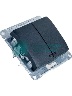Механизм выключателя 2-кл. СП Glossa 10А IP20 10AX с подсветкой антрацит SchE GSL000753