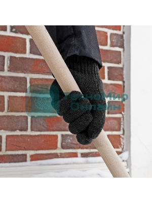 Перчатки трикотажные Сибртех, акрил, двойные, черный, двойная манжета