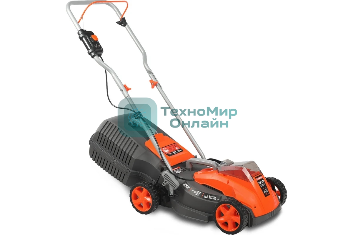 Газонокосилка аккумуляторная Patriot CM 432 (поставляется без акб 40В и зарядного), бесщеточ. двиг., 32 см, центр. регулир. 3 пол. 25-75, трав 30 л., мульчирование