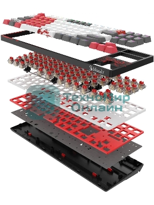 Клавиатура беспроводная A4Tech Bloody WS87 Naraka USB, Bluetooth/Радиоканал черный/красный