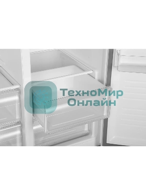 Холодильник Hyundai CS5003F белое стекло двухкамерный 331/165л морозилка сбоку, No Frost, Side by Side