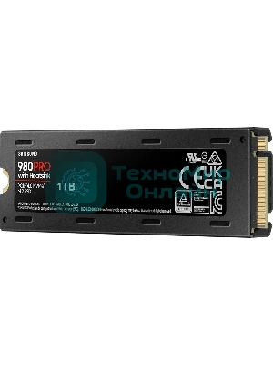 Накопитель SSD Samsung 980 PRO, 1TB, PCIe 4.0 x4, M.2 2280, NVMe, R/W 7000/5000, с радиатором