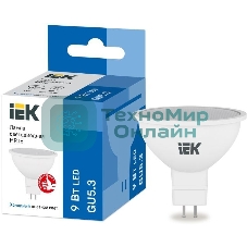 Лампа светодиодная IEK LLE-MR16-9-230-65-GU5 MR16 софит 9Вт 230В 6500К GU5.3