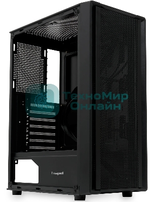 Компьютерный корпус без блока питания HSPD M530, Mesh Mid Tower, Black, TG, 0.4 SPCC, no fans ATX, mATX, mITX 155/290/200mm 2x2.5