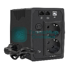 Источник бесперебойного питания ExeGate EP285597RUS SpecialPro UNB-650.LED.AVR.EURO.RJ.USB 650VA/360W, LED, AVR, 2 евророзетки, RJ45/11, USB, черный