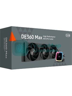 Система охлаждения Water Cooling System PCCooler DE360 MAX BK (300W, 360мм, Black, ARGB Pump, Fans: 3x120мм, 66CFM, 34.3dBA, 2200RPM/Pump height 54мм, 15dBA, 2600RPM, Rad thickness 27мм/S: 1851, 1700, 1200, 115X, AM5, AM4, AM3)