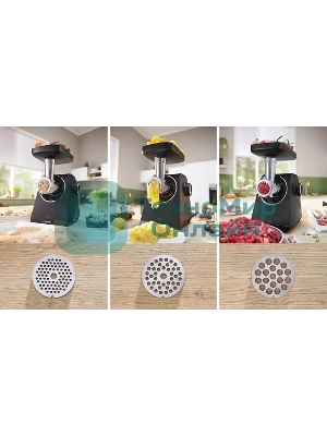 Мясорубка электрическая Bosch MFWS640B черный, 2100 Вт, 3.5 кг/мин, реверс, насадки - 9