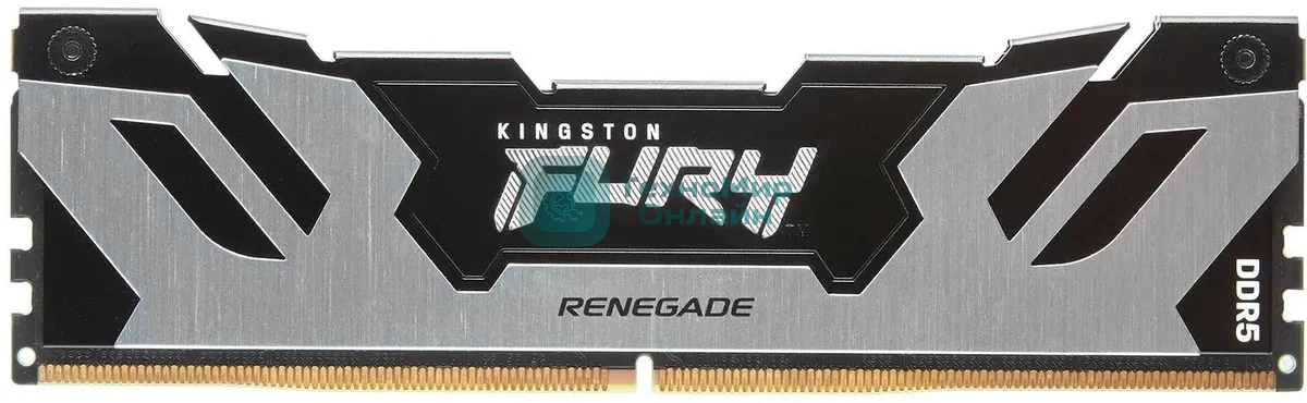 Оперативная память Kingston Fury Renegade, DDR5, 32Gb (1x32GB), 6400MHz, CL32, DIMM, радиатор, серебристый/черный