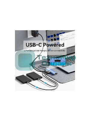 Сетевой адаптер Vention USB 3.0 M/Gigabit Ethernet RJ45+OTG хаб 3xUSB Синий - 0.15м.