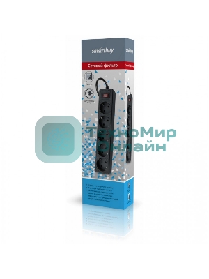 Сетевой фильтр Smartbuy (SBSP-30-K) - 5 роз х 3 м - черный