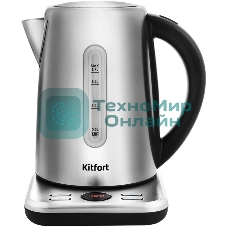 Чайник электрический Kitfort КТ-661 1.7л. 2200Вт черный/серебристый (корпус: металл)