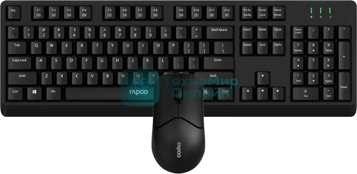 Комплект клавиатура+мышь Rapoo X1500 беспроводной, USB, 1200 DPI, чёрный