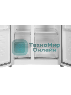 Холодильник Hyundai CS5003F белое стекло двухкамерный 331/165л морозилка сбоку, No Frost, Side by Side