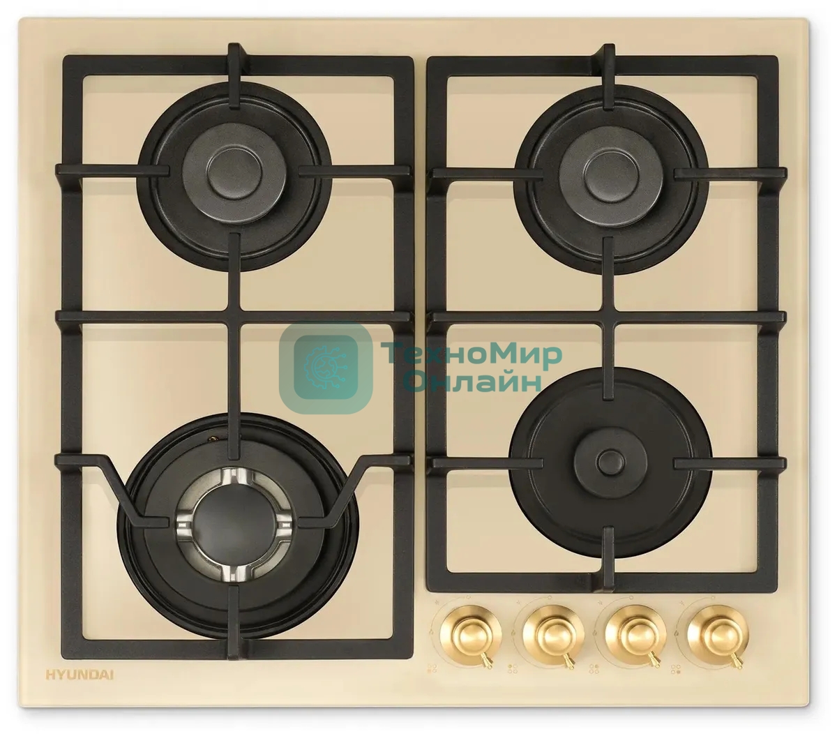 Газовая варочная панель Hyundai HHG 6436 BE бежевый