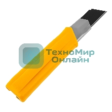 Нож Denzel 25 мм, сменное лезвие, SK4, корпус из TPR, метал. направляющая, винтовой фиксатор