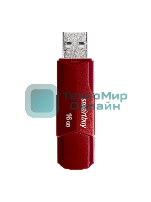 Флешка USB SmartBuy CLUE Burgundy (SB16GbCLU-BG), 16Gb, USB 2.0, R/W 20/10, красный