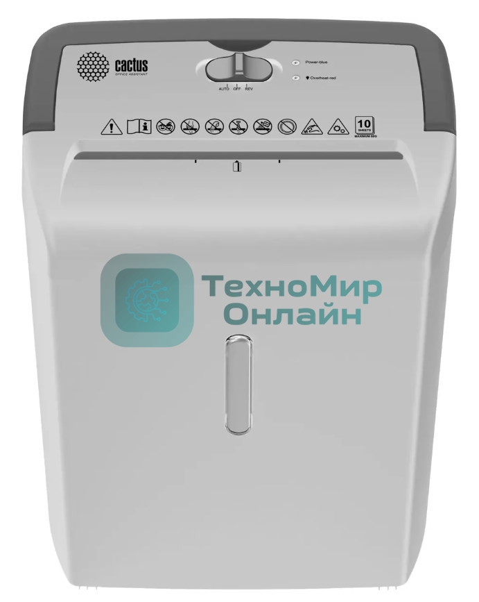 Шредер Cactus CS-SH-C5 белый (секр.P-4) фрагменты 10лист. 21лтр. скрепки скобы пл.карты