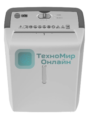 Шредер Cactus CS-SH-C5 белый (секр.P-4) фрагменты 10лист. 21лтр. скрепки скобы пл.карты