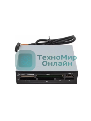 Карт-ридер внутренний AeroCool АТ-981/черный/CF/CF II/MMC/SD/MS/MS Duo/XD/T-F/M2/USB 2.0/сталь