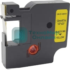 Картридж ленточный Cactus CS-D1-45018 12мм, черный шрифт, желтый фон, 7м для DYMO LM 160, 210D, 280, PnP, 420P, 500 TS; Rhino Pro 6000, 5200, 4200
