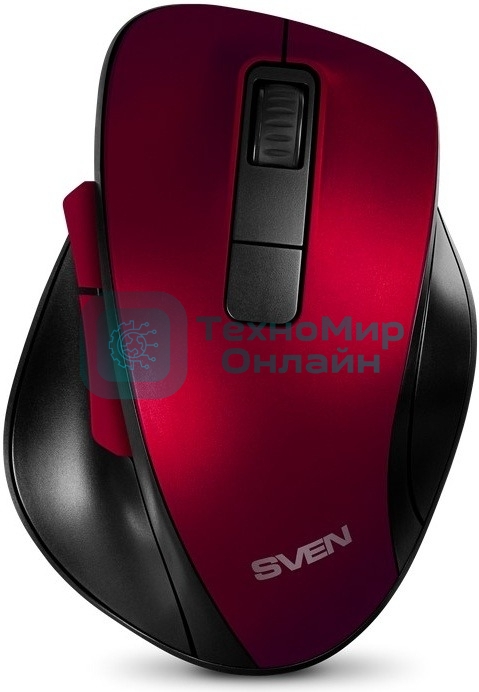 Мышь беспроводная SVEN RX-525SW красная (бесшумн. кл., 5+1кл. 600-1400DPI, Soft-touch, блист.)