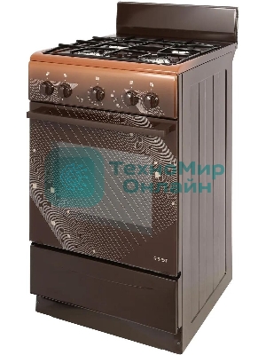 Плита газовая Gefest ПГ 5100 0018 коричневый, конфорок 4 шт, духовка 52 л, 50 см x 85 см x 58.5 см