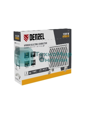 Конвектор электрический гибридный Denzel HybridX-1000 белый, 1000 Вт, 20 м2, термостат, дисплей