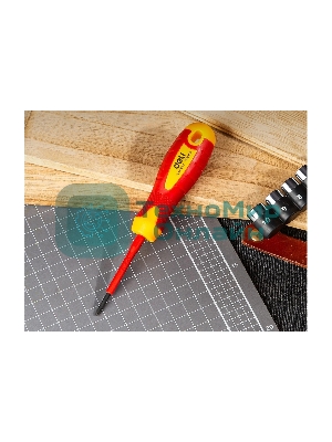 Диэлектрическая крестовая отвертка Deli DL513060 PH0х60 мм сталь Cr-V, сертификат VDE для работ под напряжением до 1000 В