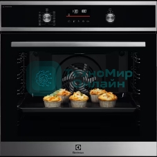 Духовой шкаф электрический Electrolux с конвекцией, приготовление на пару, объем 72 л, 10 режимов, автопрограммы, очистка пиролитическая, 3 стекла в дверце, направляющие проволочные + телескопические (1 уровень)