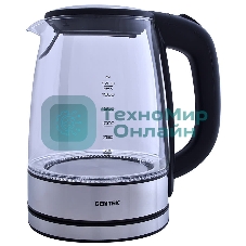Чайник электрический Centek CT-0030 черный стекло 1.7 л, 2200 Вт, внутр. LED подсветка, защита от вкл б/воды