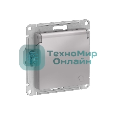Механизм розетки 1-м СП AtlasDesign 16А IP20 с заземл. защ. шторки с крышкой алюм.