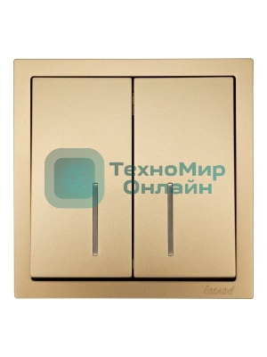 Выключатель LEZARD 704-3688-112QC 2-кл. с индик. СП ZIMA IP20 10А безвинт. зажим, зол.