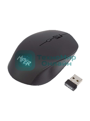 Мышь беспроводная HIPER HOMW-091 черный, 1600 dpi, радиоканал, USB, кнопки - 4
