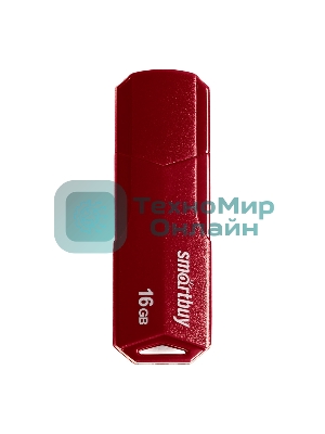 Флешка USB SmartBuy CLUE Burgundy (SB16GbCLU-BG), 16Gb, USB 2.0, R/W 20/10, красный