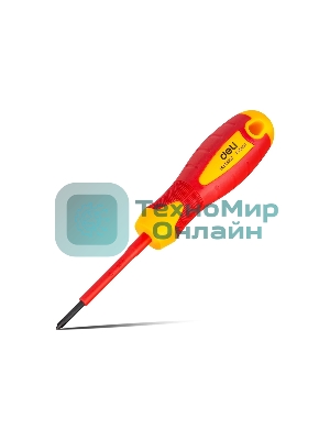 Диэлектрическая крестовая отвертка Deli DL513060 PH0х60 мм сталь Cr-V, сертификат VDE для работ под напряжением до 1000 В