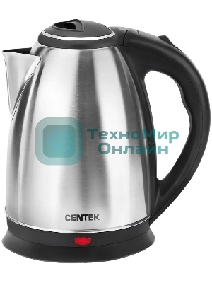 Чайник электрический Centek CT-0035 матовый, металл, 1,5 л, 2000 W, хромированная вставка на крышке
