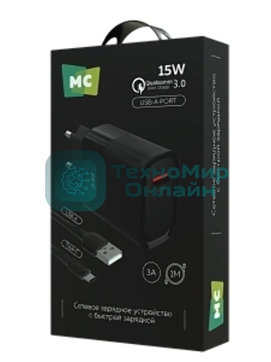 Сетевое зарядное устройство MORE CHOICE (4620202553393) NC09a 1USB 3.0A QC3.0 15W б, черный