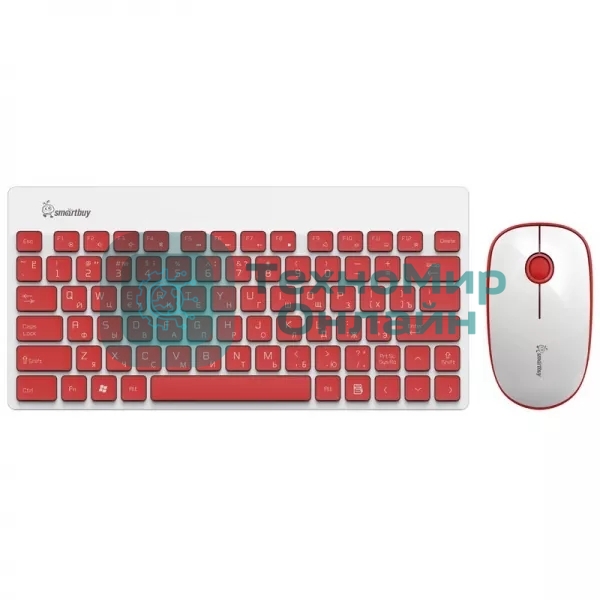 Комплект клавиатура+мышь Smartbuy 220349AG беспроводной, USB, 1600 DPI, белый/красный