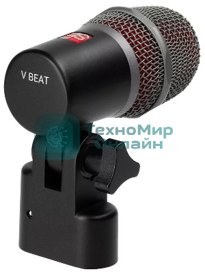 Микрофон динамический sE Electronics [V BEAT] инструментальный, для малых барабанов и томов, 30 Гц 19 кГц, суперкардиоида, комплектация: резьбовой адаптер, чехол на молнии, ветрозащита, гайка с накаткой для надежной фиксации микрофона
