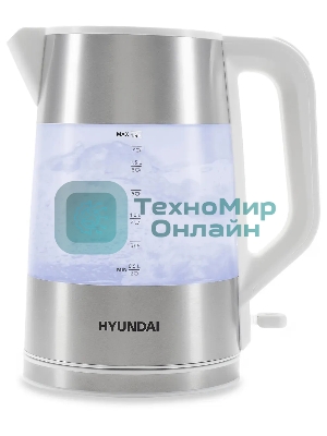 Чайник электрический Hyundai HYK-P4025 1.9 л, 2200 Вт, белый (корпус: пластик)
